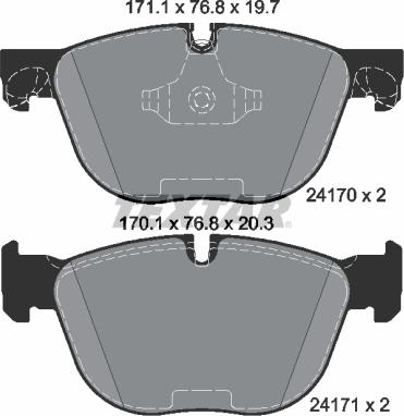 Textar 2417001 - Комплект спирачно феродо, дискови спирачки vvparts.bg