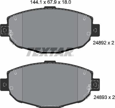 Textar 2489201 - Комплект спирачно феродо, дискови спирачки vvparts.bg