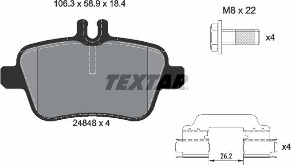 Textar 2484805 - Комплект спирачно феродо, дискови спирачки vvparts.bg