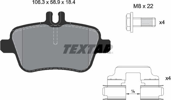 Textar 2484801 - Комплект спирачно феродо, дискови спирачки vvparts.bg