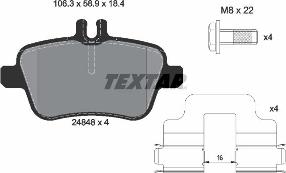 Textar 2484803 - Комплект спирачно феродо, дискови спирачки vvparts.bg