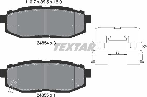 Textar 2485401 - Комплект спирачно феродо, дискови спирачки vvparts.bg
