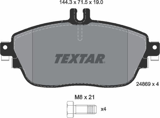 Textar 2486901 - Комплект спирачно феродо, дискови спирачки vvparts.bg