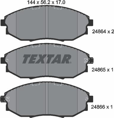 Textar 2486401 - Комплект спирачно феродо, дискови спирачки vvparts.bg