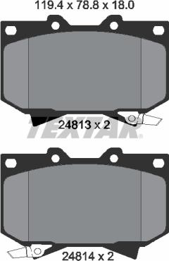 Textar 2481301 - Комплект спирачно феродо, дискови спирачки vvparts.bg