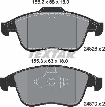 Textar 2482601 - Комплект спирачно феродо, дискови спирачки vvparts.bg