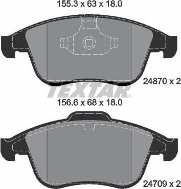 Textar 2487001 - Комплект спирачно феродо, дискови спирачки vvparts.bg