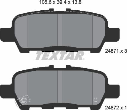 Textar 2487101 - Комплект спирачно феродо, дискови спирачки vvparts.bg