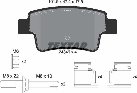 Textar 2434903 - Комплект спирачно феродо, дискови спирачки vvparts.bg