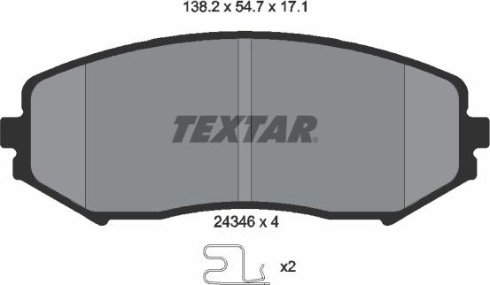 Textar 2434601 - Комплект спирачно феродо, дискови спирачки vvparts.bg