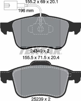 Textar 2434001 - Комплект спирачно феродо, дискови спирачки vvparts.bg