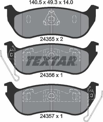 Textar 2435501 - Комплект спирачно феродо, дискови спирачки vvparts.bg