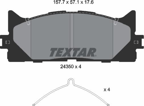 Textar 2435001 - Комплект спирачно феродо, дискови спирачки vvparts.bg