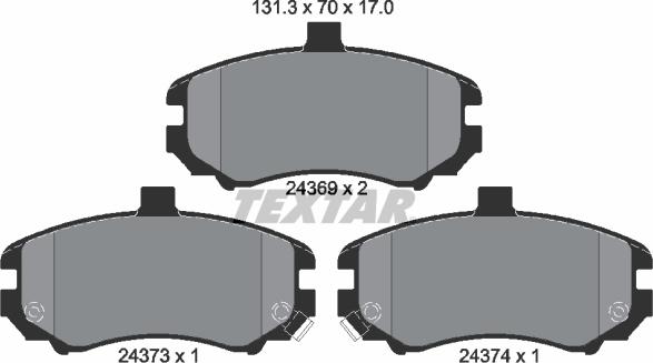 Textar 2436901 - Комплект спирачно феродо, дискови спирачки vvparts.bg