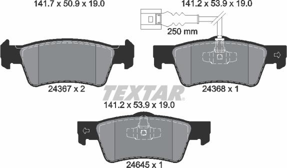 Textar 2436704 - Комплект спирачно феродо, дискови спирачки vvparts.bg