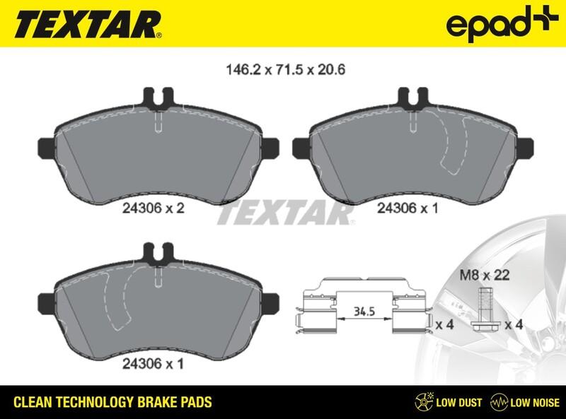 Textar 2430601CP - Комплект спирачно феродо, дискови спирачки vvparts.bg