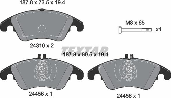 Textar 2431001 - Комплект спирачно феродо, дискови спирачки vvparts.bg