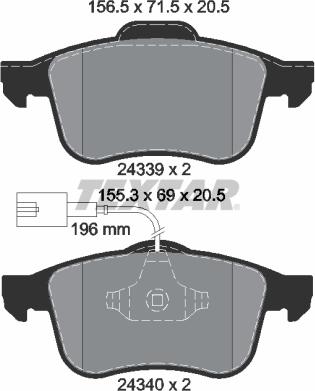 Textar 2433901 - Комплект спирачно феродо, дискови спирачки vvparts.bg