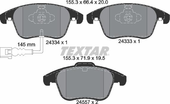 Textar 2433401 - Комплект спирачно феродо, дискови спирачки vvparts.bg