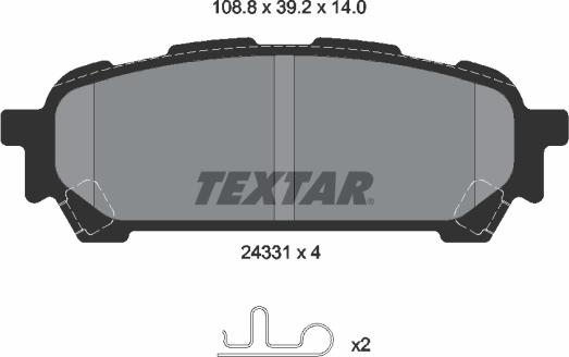 Textar 2433101 - Комплект спирачно феродо, дискови спирачки vvparts.bg