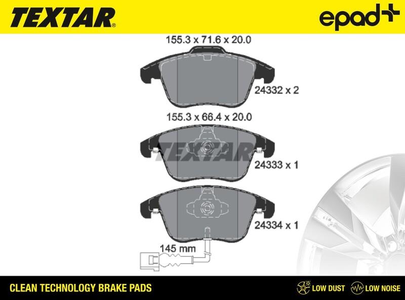 Textar 2433301CP - Комплект спирачно феродо, дискови спирачки vvparts.bg