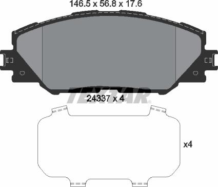 Textar 2433701 - Комплект спирачно феродо, дискови спирачки vvparts.bg