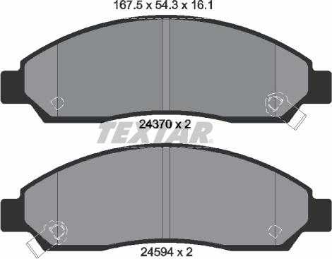 Textar 2437001 - Комплект спирачно феродо, дискови спирачки vvparts.bg