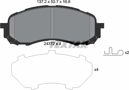 Textar 2437201 - Комплект спирачно феродо, дискови спирачки vvparts.bg