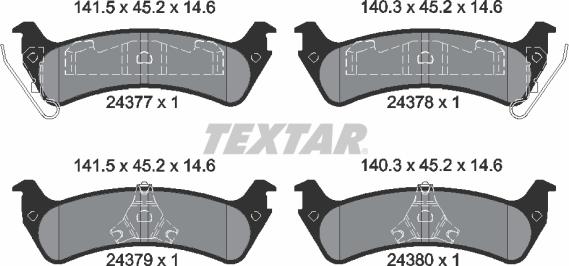 Textar 2437701 - Комплект спирачно феродо, дискови спирачки vvparts.bg