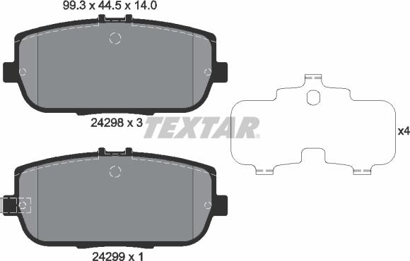 Textar 2429801 - Комплект спирачно феродо, дискови спирачки vvparts.bg