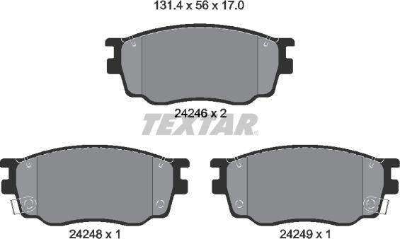 Textar 2424601 - Комплект спирачно феродо, дискови спирачки vvparts.bg