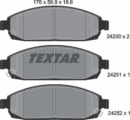 Textar 2425001 - Комплект спирачно феродо, дискови спирачки vvparts.bg