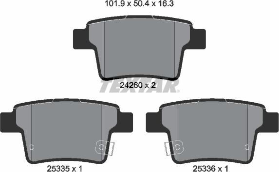 Textar 2426004 - Комплект спирачно феродо, дискови спирачки vvparts.bg