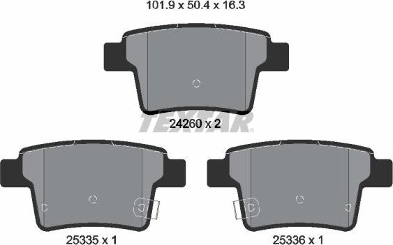 Textar 2426001 - Комплект спирачно феродо, дискови спирачки vvparts.bg