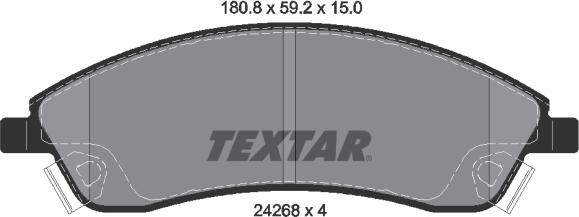 Textar 2426801 - Комплект спирачно феродо, дискови спирачки vvparts.bg