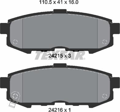 Textar 2421501 - Комплект спирачно феродо, дискови спирачки vvparts.bg