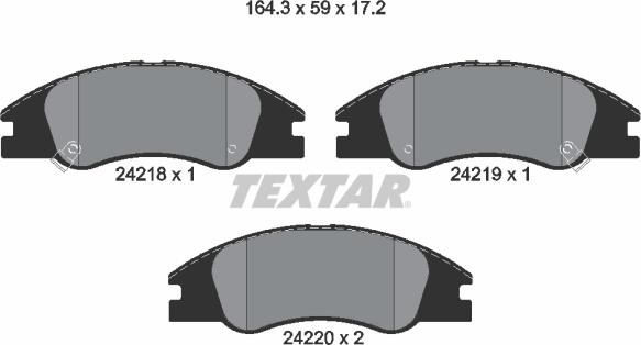 Textar 2421801 - Комплект спирачно феродо, дискови спирачки vvparts.bg