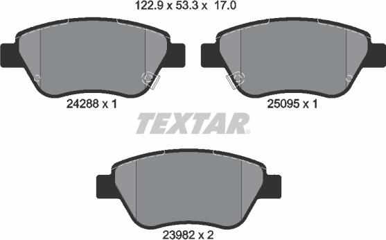 Textar 2428801 - Комплект спирачно феродо, дискови спирачки vvparts.bg