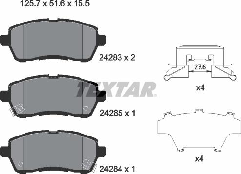 Textar 2428303 - Комплект спирачно феродо, дискови спирачки vvparts.bg