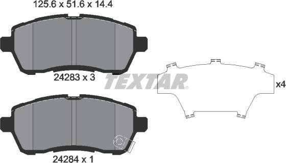 Textar 2428314 - Комплект спирачно феродо, дискови спирачки vvparts.bg