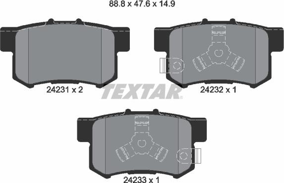 Textar 2423101 - Комплект спирачно феродо, дискови спирачки vvparts.bg