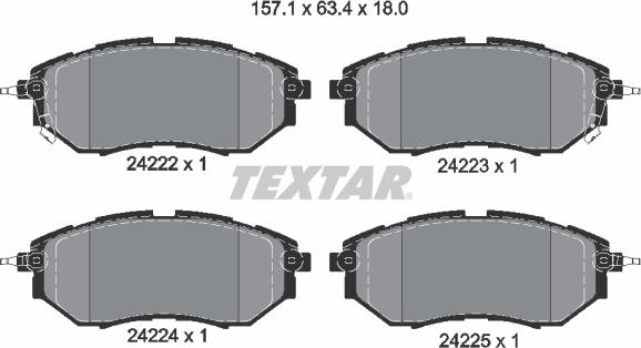 Textar 2422201 - Комплект спирачно феродо, дискови спирачки vvparts.bg