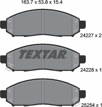 Textar 2422704 - Комплект спирачно феродо, дискови спирачки vvparts.bg