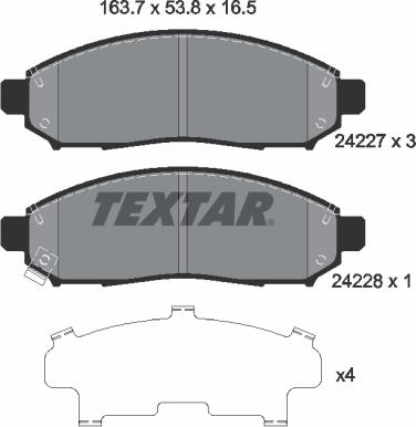 Textar 2422701 - Комплект спирачно феродо, дискови спирачки vvparts.bg