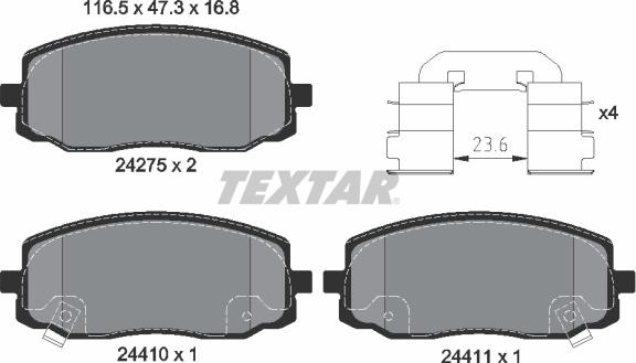 Textar 2427501 - Комплект спирачно феродо, дискови спирачки vvparts.bg