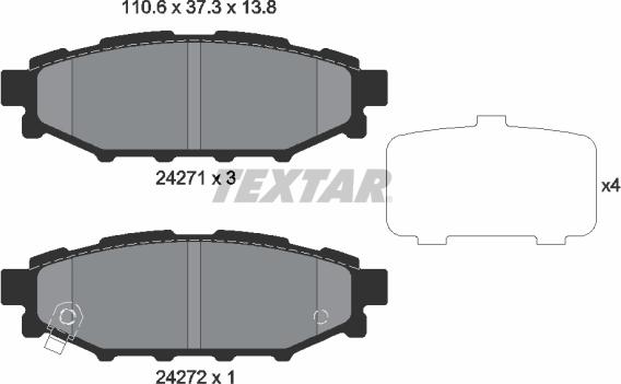 Textar 2427101 - Комплект спирачно феродо, дискови спирачки vvparts.bg