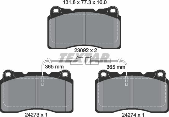 Textar 2427301 - Комплект спирачно феродо, дискови спирачки vvparts.bg