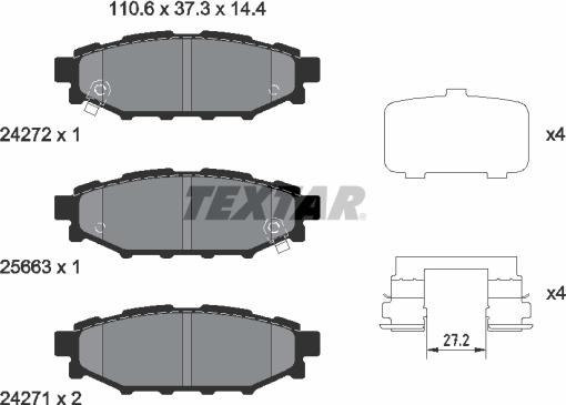 Textar 2427201 - Комплект спирачно феродо, дискови спирачки vvparts.bg