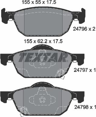 Textar 2479601 - Комплект спирачно феродо, дискови спирачки vvparts.bg