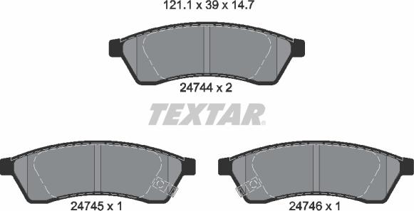 Textar 2474401 - Комплект спирачно феродо, дискови спирачки vvparts.bg